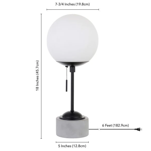 Reagan 17.75" Tall Table Lamp With Glass Shade In Black/White Milk 4 Reagan 17.75" Tall Table Lamp With Glass Shade In Black/White Milk - Image 4