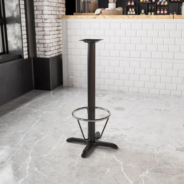 Beverly 22'' X 22'' Restaurant Table X-Base With 3'' Dia. Bar Height Column And Foot Ring 1 Beverly 22'' X 22'' Restaurant Table X-Base With 3'' Dia. Bar Height Column And Foot Ring