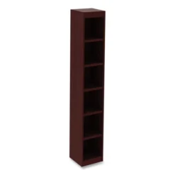 Alera Valencia Series Narrow Profile Bookcase, Six-Shelf, 11.81w X 11.81d X 71.73h, Mahogany