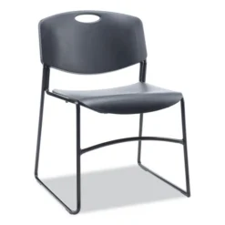 Alera Resin Stacking Chair, Supports Up To 275 Lb, 18.50" Seat Height, Black Seat, Black Back, Black Base, 4/Carton