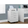 Monarch Specialties File Cabinet, Rolling Mobile, Storage Drawers, Printer Stand, Office, Work, White Laminate, Contemporary, Modern