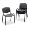 Safco Stacking Chair, Supports Up To 250 Lb, 18" Seat Height, Black Seat, Black Back, Black Base, 4/Carton