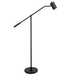 Willis Pharmacy Floor Lamp With Metal Shade In Blackened Bronze/Blackened Bronze