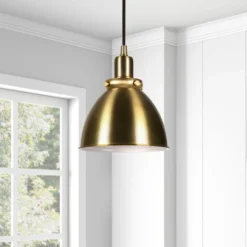 Madison 8" Wide Pendant With Metal Shade In Brass/Brass -office furniture sale 84e79c01249309e8f54888df3b2afc9e72