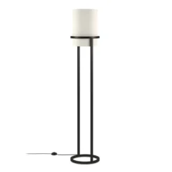 Casimir 62" Tall Floor Lamp With Fabric Shade In Blackened Bronze/White