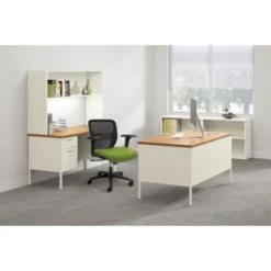 HON Metro Classic Series Left Pedestal "L" Workstation Desk, 66" X 30" X 29.5", Harvest/Putty -office furniture sale 859b28a3e5987562fb53d6601ab1ae2d28