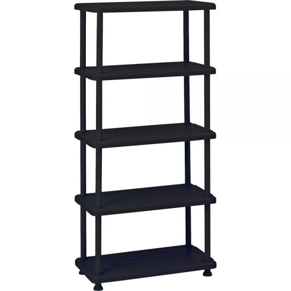 Iceberg Rough N Ready Open Storage System, Five-Shelf, Blow-Molded HDPE, 36w X 18d X 74h, Black 2 Iceberg Rough N Ready Open Storage System, Five-Shelf, Blow-Molded HDPE, 36w X 18d X 74h, Black - Image 2