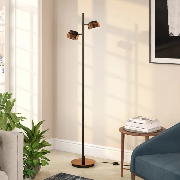 Jex 2-Light Floor Lamp With Metal Shade In Blackened Bronze/Copper/Copper 3 Jex 2-Light Floor Lamp With Metal Shade In Blackened Bronze/Copper/Copper - Image 3