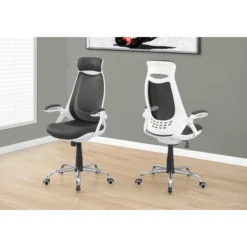 Monarch Specialties Office Chair, Adjustable Height, Swivel, Ergonomic, Armrests, Computer Desk, Work, Grey Mesh, Chrome Metal, Contemporary, Modern