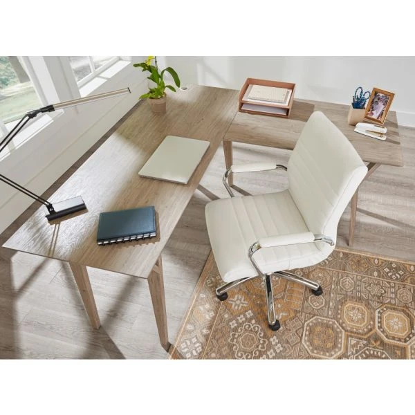 Modern Comfort Winsley Bonded Leather Mid-Back Manager's Chair, White/Silver, BIFMA Certified 5 Modern Comfort Winsley Bonded Leather Mid-Back Manager's Chair, White/Silver, BIFMA Certified - Image 5