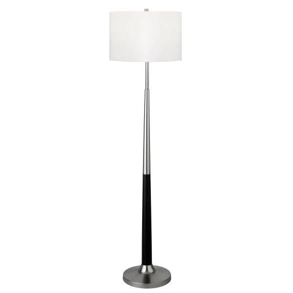 Lyon Two-Tone Floor Lamp With Fabric Shade In Brushed Nickel/Matte Black/White 1 Lyon Two-Tone Floor Lamp With Fabric Shade In Brushed Nickel/Matte Black/White
