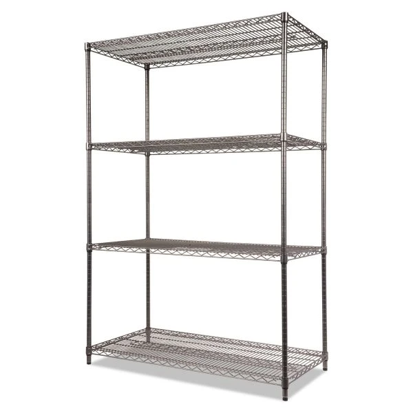 Alera Wire Shelving Starter Kit, Four-Shelf, 48w X 24d X 72h, Black Anthracite 4 Alera Wire Shelving Starter Kit, Four-Shelf, 48w X 24d X 72h, Black Anthracite - Image 4