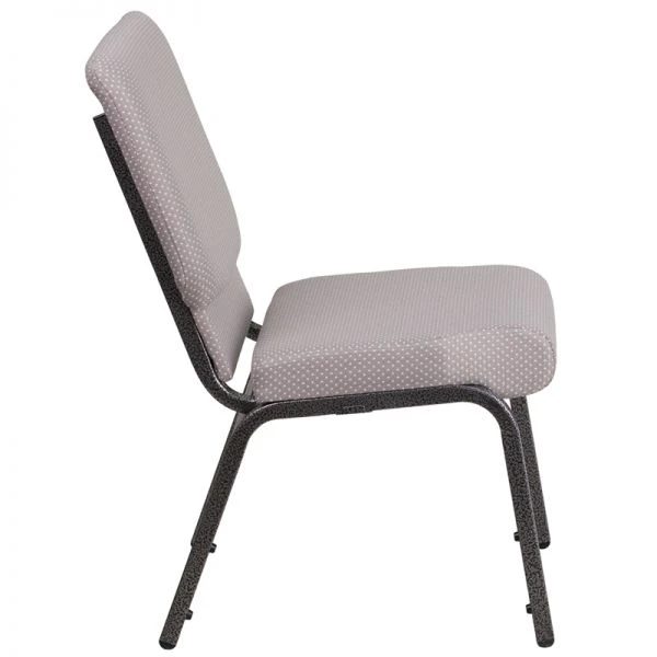Flash Furniture HERCULES Series 18.5''W Gray Dot Fabric Stacking Church Chair With 4.25'' Thick Seat - Silver Vein Frame 3 Flash Furniture HERCULES Series 18.5''W Gray Dot Fabric Stacking Church Chair With 4.25'' Thick Seat - Silver Vein Frame - Image 3