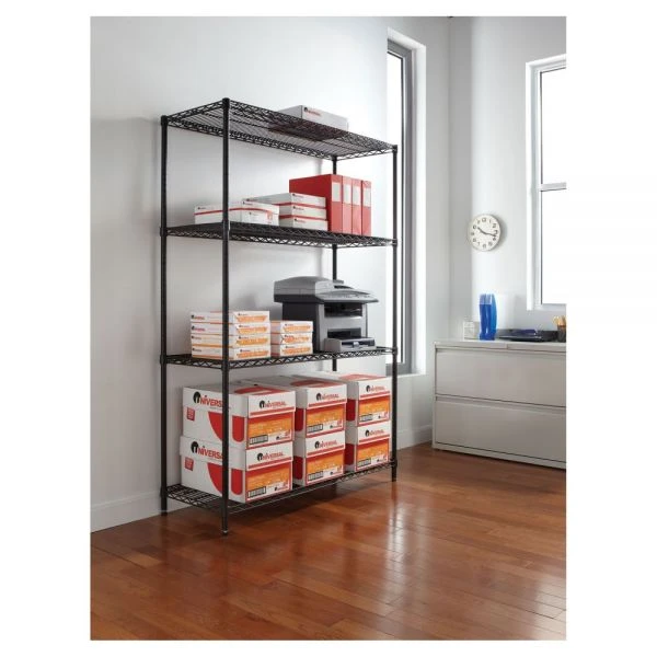 Alera NSF Certified Industrial Four-Shelf Wire Shelving Kit, 48w X 18d X 72h, Black 7 Alera NSF Certified Industrial Four-Shelf Wire Shelving Kit, 48w X 18d X 72h, Black - Image 7