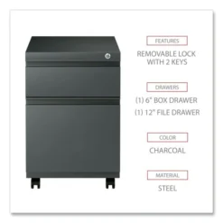 Alera File Pedestal With Full-Length Pull, Left Or Right, 2-Drawers: Box/File, Legal/Letter, Charcoal, 14.96" X 19.29" X 21.65" 11 Alera File Pedestal With Full-Length Pull, Left Or Right, 2-Drawers: Box/File, Legal/Letter, Charcoal, 14.96" X 19.29" X 21.65" -office furniture sale 8733a4806de715322fe9e451ea5ead45f7