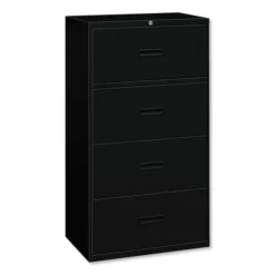 HON 400 Series Four-Drawer Lateral File, Letter/Legal/A4, 36w X 18d X 52.5h, Black