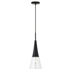 Myra 7.5" Wide Pendant With Glass Shade In Blackened Bronze/Seeded