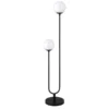 Dufrene 2-Light Floor Lamp With Glass Shades In Blackened Bronze/White Milk