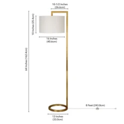 Grayson 64" Tall Floor Lamp With Fabric Shade In Brass/White -office furniture sale 88d9b4b480a3695f32357136e5d17a654f