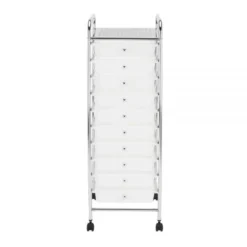 10-Drawer Mobile Cart, 35-13/16”H X 12-5/8”W X 14-3/8”D, White/Chrome 6 10-Drawer Mobile Cart, 35-13/16”H X 12-5/8”W X 14-3/8”D, White/Chrome -office furniture sale 88ddbf75ee7fb0ad4077c278a4a8e83f2a
