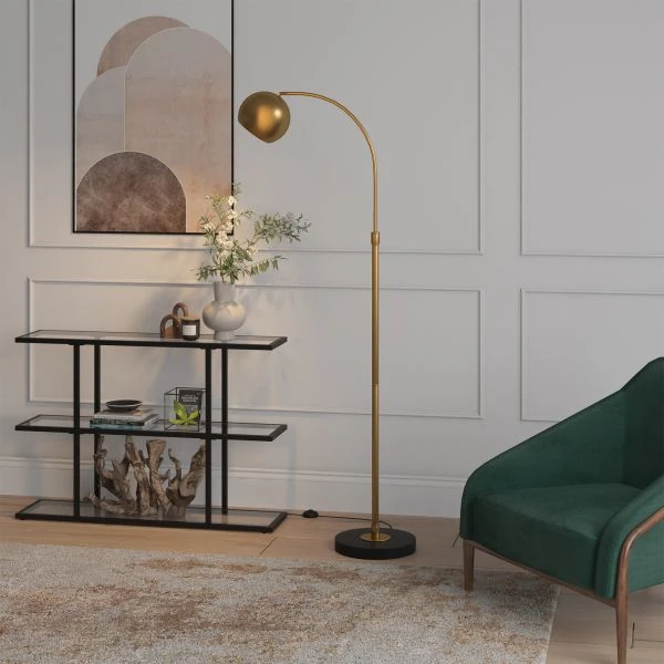 Olivia Arc Floor Lamp In Brass/Blackened Bronze/Brass 8 Olivia Arc Floor Lamp In Brass/Blackened Bronze/Brass - Image 8