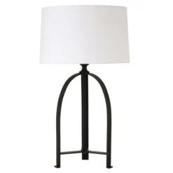 Oakdale 26" Tall Table Lamp With Fabric Shade In Blackened Bronze/White