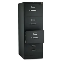HON 510 Series 4-Drawer Vertical Metal File Cabinet, Legal, 52" Height, Full-Suspension, Black