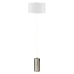 Somerset 64" Tall Floor Lamp With Fabric Shade In Brushed Nickel/White