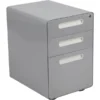 Wren Ergonomic 3-Drawer Mobile Locking Filing Cabinet With Anti-Tilt Mechanism And Hanging Drawer For Legal & Letter Files, Gray
