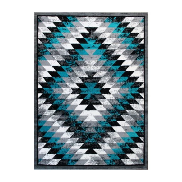 Teagan Collection Southwestern 6' X 9' Turquoise Area Rug - Olefin Rug With Jute Backing - Entryway, Living Room, Bedroom 2 Teagan Collection Southwestern 6' X 9' Turquoise Area Rug - Olefin Rug With Jute Backing - Entryway, Living Room, Bedroom - Image 2