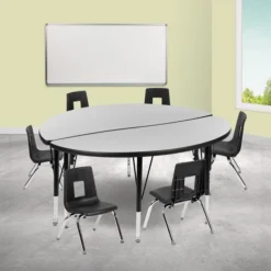 Emmy 47.5" Circle Wave Flexible Laminate Activity Table Set With 12" Student Stack Chairs, Oak/Black 5 Emmy 47.5" Circle Wave Flexible Laminate Activity Table Set With 12" Student Stack Chairs, Oak/Black -office furniture sale 8aa1eeb0620356d952b0d6b4382b91a95d