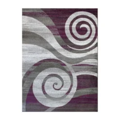 Cirrus Collection 6' X 9' Purple Swirl Patterned Olefin Area Rug With Jute Backing For Entryway, Living Room, Bedroom -office furniture sale 8b54a003c80a97056fdd2793bdb84c916f