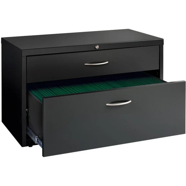 Lorell 2-Drawer Lateral Credenza, Letter/Legal/A4, 36" Wide, Charcoal 3 Lorell 2-Drawer Lateral Credenza, Letter/Legal/A4, 36" Wide, Charcoal - Image 3