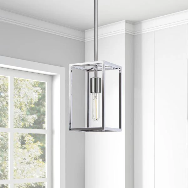 Cuadro 6" Wide Open-Framed Pendant In Nickel/No Shade 6 Cuadro 6" Wide Open-Framed Pendant In Nickel/No Shade - Image 6