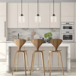 Agnolo 9.62" Wide Pendant With Glass Shade In Blackened Bronze/Clear -office furniture sale 8bce366a94eeb0e95a4100c676237a0208