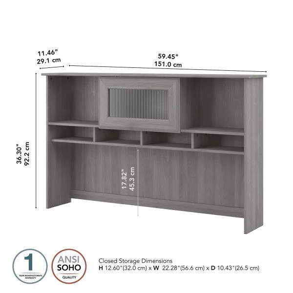 Bush Furniture Cabot 60W Hutch In Modern Gray 6 Bush Furniture Cabot 60W Hutch In Modern Gray - Image 6