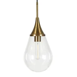 Ambrose 7.63" Wide Pendant With Glass Shade In Brass/Clear -office furniture sale 8c2516b53aa2abcf54fee263eca7c7685d