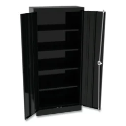 Alera Space Saver Storage Cabinet, Four Fixed Shelves, 30w X 15d X 66h, Black