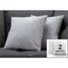 Monarch Specialties Pillows, Set Of 2, 18 X 18 Square, Insert Included, Decorative Throw, Accent, Sofa, Couch, Bedroom, Grey Hypoallergenic Polyester, Modern