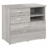Bush Business Furniture Hybrid Office Storage Cabinet With Drawers And Shelves In Platinum Gray