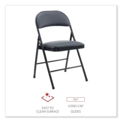 Alera PU Padded Folding Chair, Supports Up To 250 Lb, Black Seat, Black Back, Black Base, 4/Carton -office furniture sale 8c606c712bf2ec2005f319a6a36f3c5880