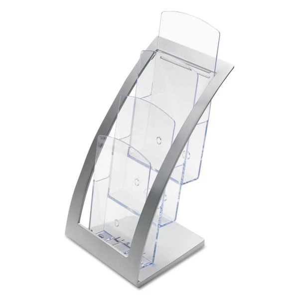 Deflecto 3-Tier Literature Holder, Leaflet Size, 6.75w X 6.94d X 13.31h, Silver 3 Deflecto 3-Tier Literature Holder, Leaflet Size, 6.75w X 6.94d X 13.31h, Silver - Image 3