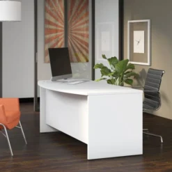 Bush Business Furniture Studio C 72W X 36D Bow Front Desk In White -office furniture sale 8c8c492b0dce9264915ca24f459cb4fe90