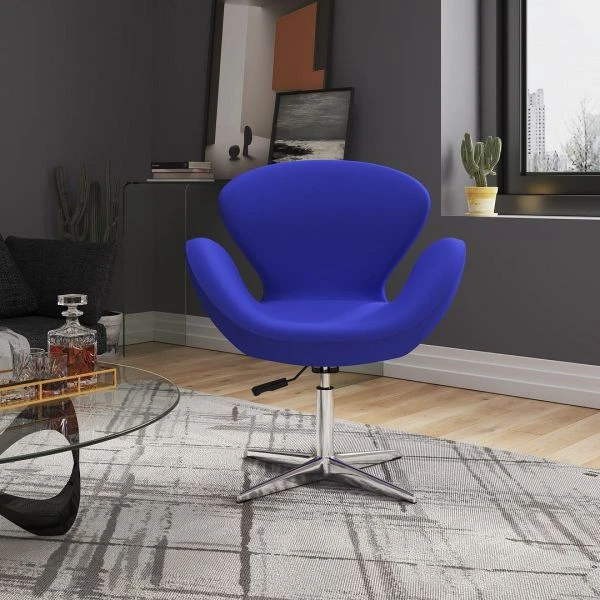 Raspberry Adjustable Swivel Chair In Blue And Polished Chrome 3 Raspberry Adjustable Swivel Chair In Blue And Polished Chrome - Image 3