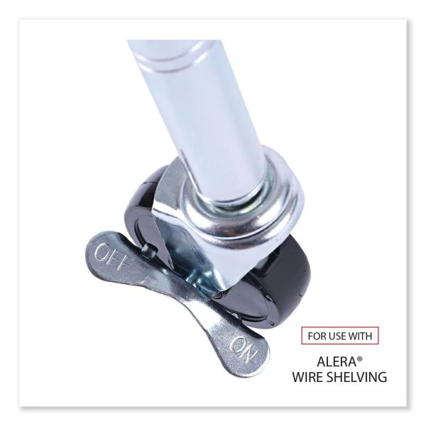 Alera Optional Casters For Wire Shelving, Grip Ring Stem, 3" Wheel, Black, 4/Set (2 Locking) 2 Alera Optional Casters For Wire Shelving, Grip Ring Stem, 3" Wheel, Black, 4/Set (2 Locking) - Image 2