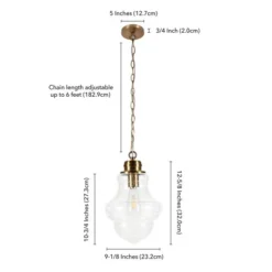 Annie 9.13" Wide Pendant With Glass Shade In Brass/Seeded -office furniture sale 8cc920f4909550d4615a4f55c61dcb2e87
