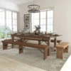 HERCULES Series 9' X 40'' Antique Rustic Folding Farm Table And Four Bench Set