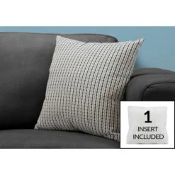 Monarch Specialties Pillows, 18 X 18 Square, Insert Included, Decorative Throw, Accent, Sofa, Couch, Bedroom, Grey And Black Hypoallergenic Polyester, Modern