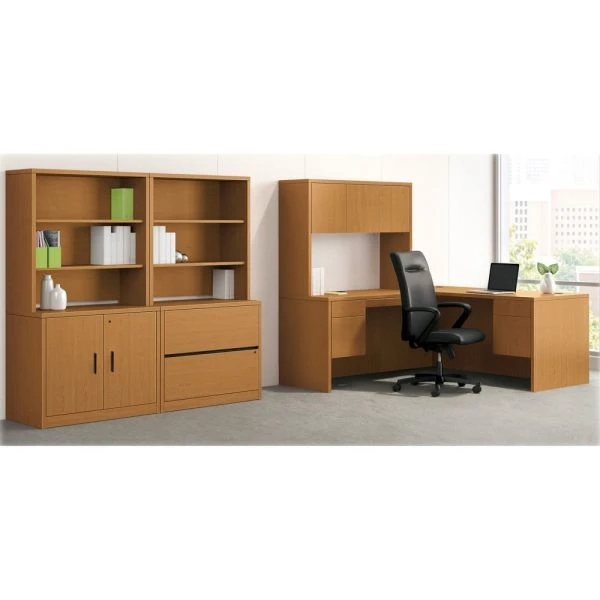 HON 10500 Series Kneespace Credenza With 3/4-Height Pedestals, 60w X 24d X 29.5h, Harvest 8 HON 10500 Series Kneespace Credenza With 3/4-Height Pedestals, 60w X 24d X 29.5h, Harvest - Image 8