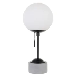 Reagan 17.75" Tall Table Lamp With Glass Shade In Black/White Milk